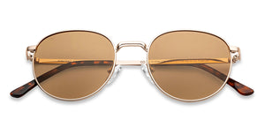 Gold Round Full Rim Unisex Sunglasses by Vincent Chase Polarized-209589