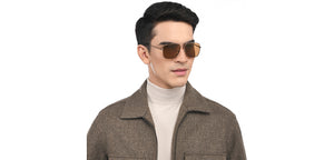 Gold Square Full Rim Unisex Sunglasses by Vincent Chase-209994