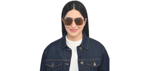 Gold Square Full Rim Unisex Sunglasses by Vincent Chase-209994