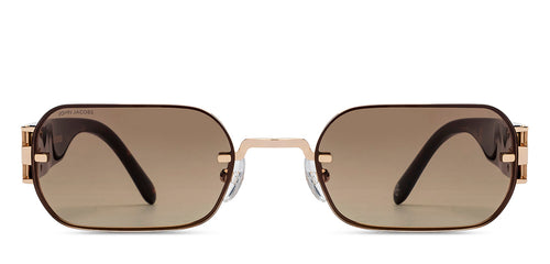 Gold Rectangle Full Rim Women Sunglasses by John Jacobs-209446