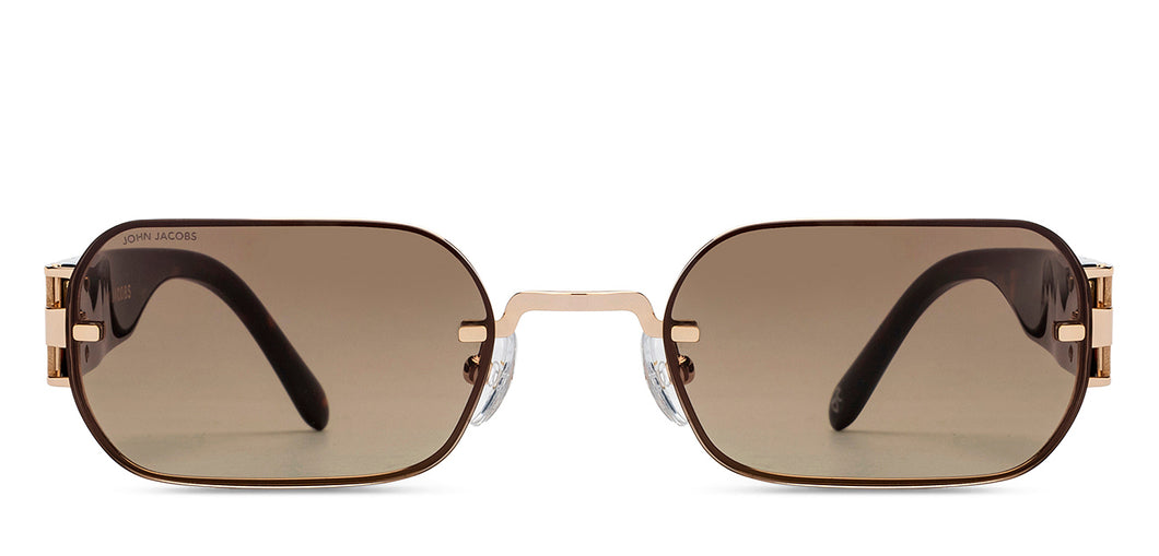 Gold Rectangle Full Rim Women Sunglasses by John Jacobs-209446