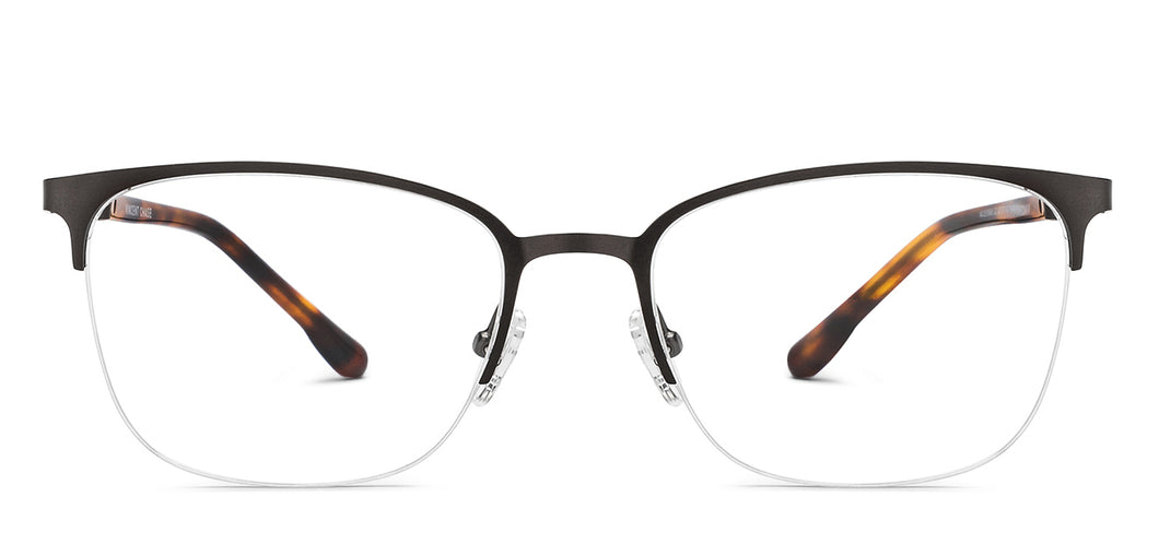 Brown Rectangle Half Rim Unisex Eyeglasses by Vincent Chase-207979