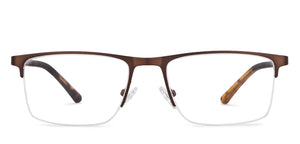 Brown Rectangle Half Rim Unisex Eyeglasses by Vincent Chase-200793