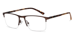 Brown Rectangle Half Rim Unisex Eyeglasses by Vincent Chase-200793
