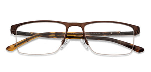 Brown Rectangle Half Rim Unisex Eyeglasses by Vincent Chase-200793