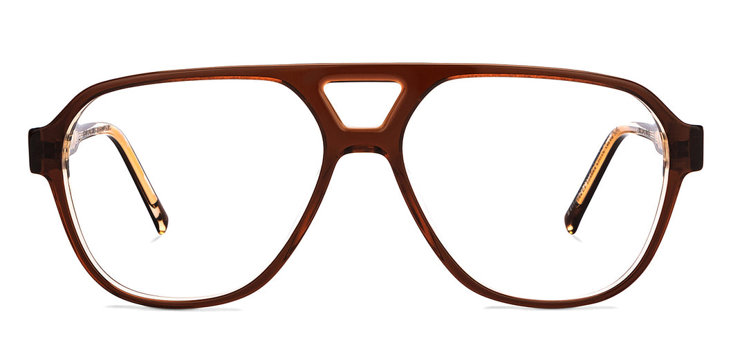 Brown Aviator Full Rim Unisex Eyeglasses by John Jacobs-205984