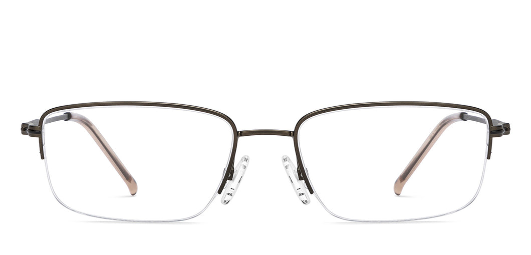 Copper Rectangle Half Rim Unisex Eyeglasses by Vincent Chase-209025