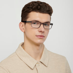 Grey Rectangle Full Rim Men Eyeglasses by Fossil-148835