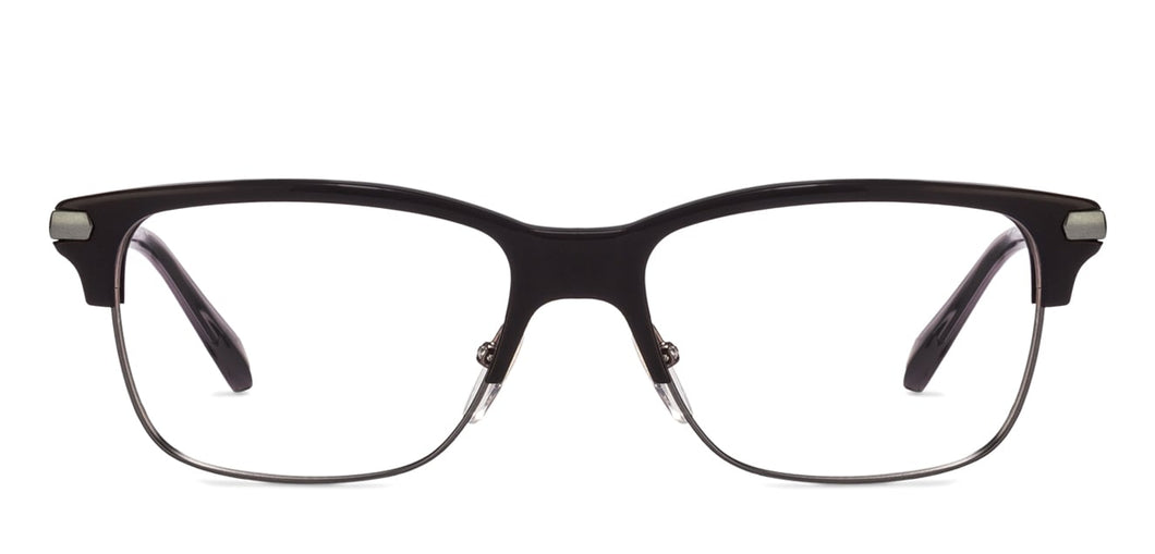Black Rectangle Full Rim Unisex Eyeglasses by Fossil-115752