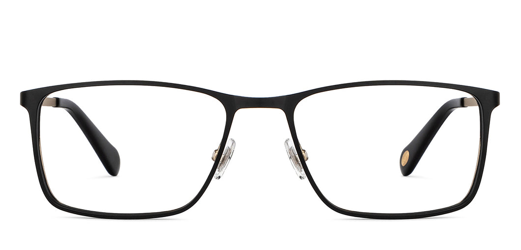 Black Rectangle Full Rim Men Eyeglasses by Fossil-205581