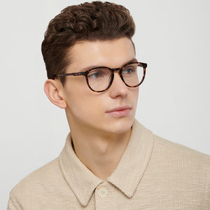 Tortoise Round Full Rim Men Eyeglasses by Fossil-150136