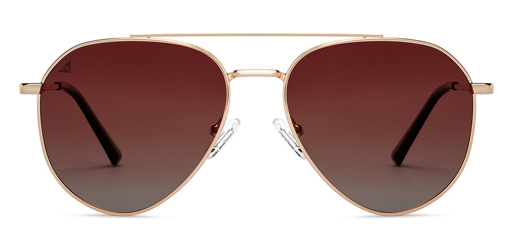 Gold Aviator Full Rim Unisex Sunglasses by Vincent Chase Polarized-200374