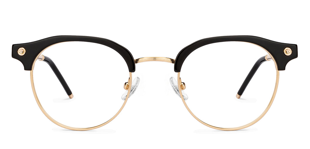 Gold Black Club Master Full Rim Unisex Eyeglasses by John Jacobs-205964