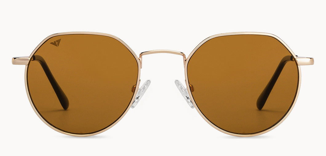 Gold Geometric Full Rim Unisex Sunglasses by Vincent Chase Polarized-200501