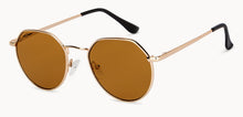 Load image into Gallery viewer, Gold Geometric Full Rim Unisex Sunglasses by Vincent Chase Polarized-200501