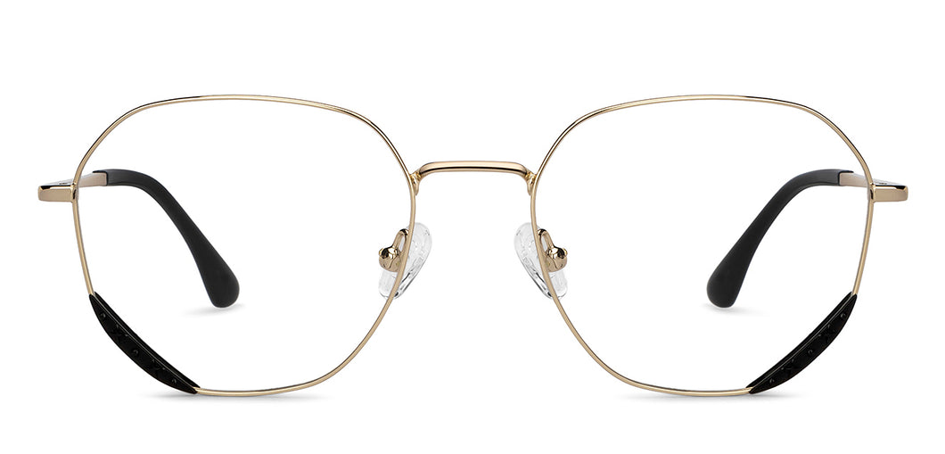 Gold Round Full Rim Unisex Eyeglasses by John Jacobs-150369