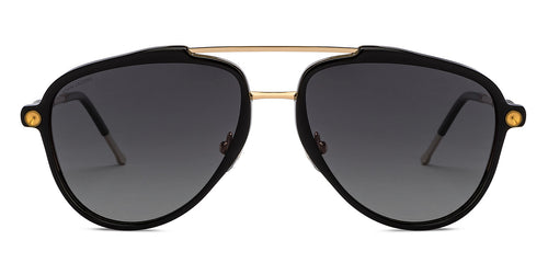 Gold Black Aviator Full Rim Unisex Sunglasses by John Jacobs-206147