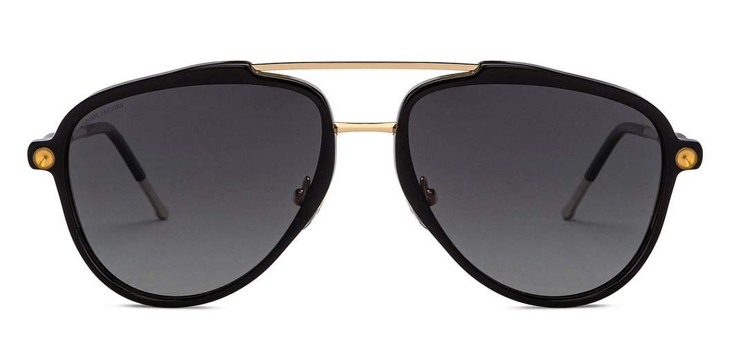 Gold Black Aviator Full Rim Unisex Sunglasses by John Jacobs-206147