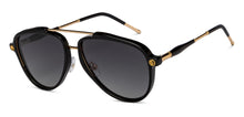 Load image into Gallery viewer, Gold Black Aviator Full Rim Unisex Sunglasses by John Jacobs-206147