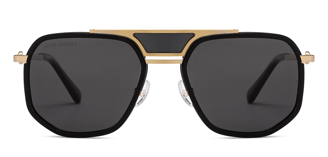 Gold Black Square Full Rim Unisex Sunglasses by John Jacobs-208137