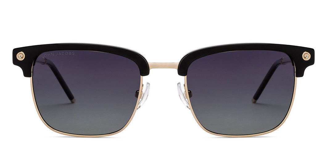 Gold Black Clubmaster Full Rim Unisex Sunglasses by John Jacobs-207043