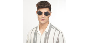 Gold Geometric Rimless Women Sunglasses by OJOS-205636
