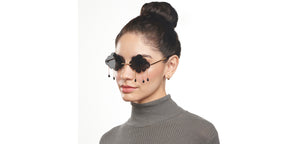 Gold Geometric Rimless Women Sunglasses by OJOS-205636