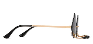 Gold Geometric Rimless Women Sunglasses by OJOS-205636