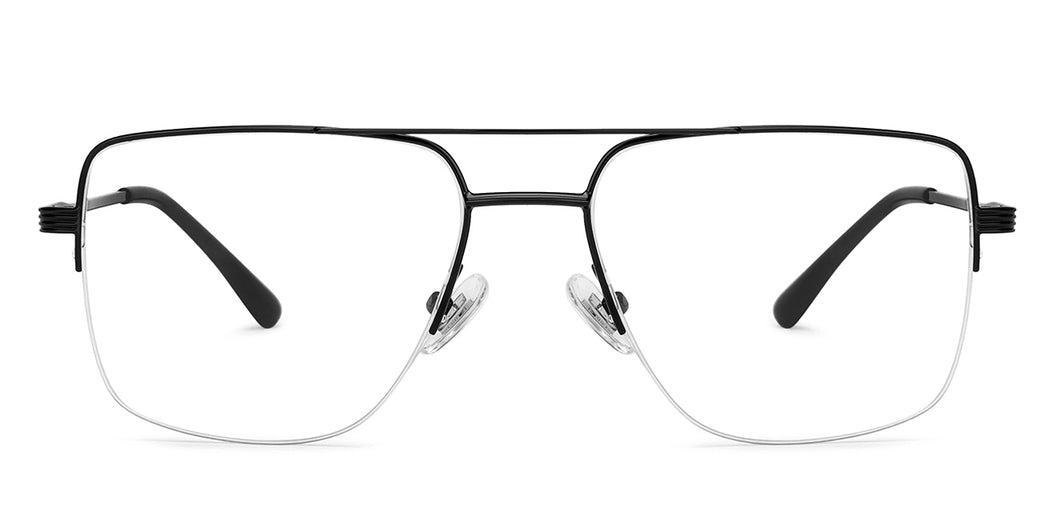 Black Square Half Rim Unisex Eyeglasses by John Jacobs-201430
