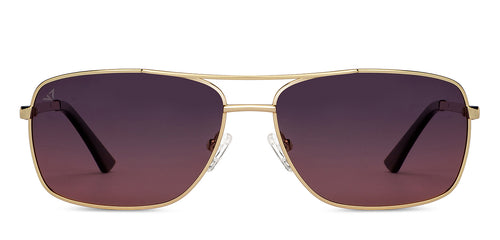 Gold Rectangle Full Rim Unisex Sunglasses by Vincent Chase Polarized-200399