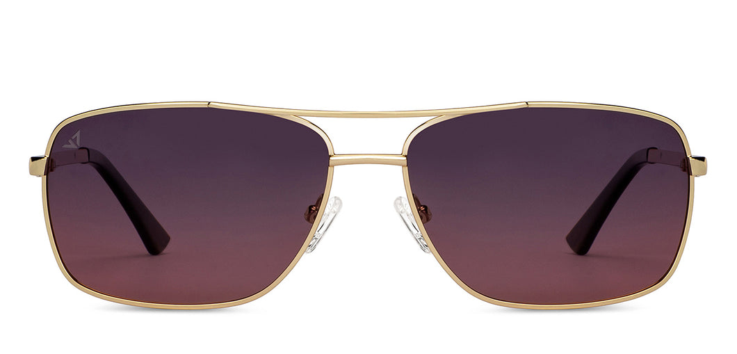 Gold Rectangle Full Rim Unisex Sunglasses by Vincent Chase Polarized-200399