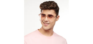 Gold Geometric Rimless Women Sunglasses by OJOS-205637