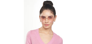 Gold Geometric Rimless Women Sunglasses by OJOS-205637