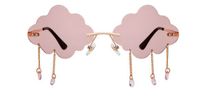 Gold Geometric Rimless Women Sunglasses by OJOS-205637