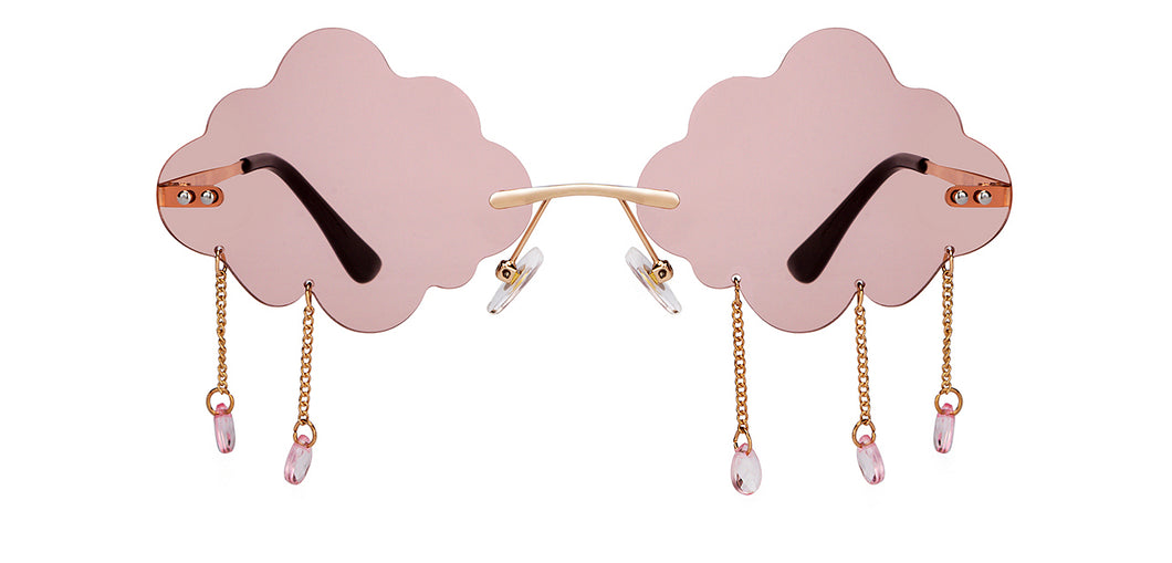 Gold Geometric Rimless Women Sunglasses by OJOS-205637