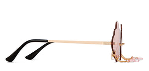 Gold Geometric Rimless Women Sunglasses by OJOS-205637