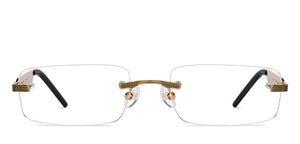 Gold Rectangle Rimless Unisex Eyeglasses by John Jacobs-205986