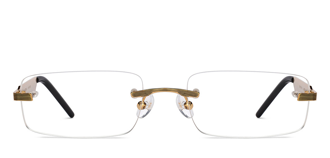 Gold Rectangle Rimless Unisex Eyeglasses by John Jacobs-205986