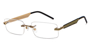 Gold Rectangle Rimless Unisex Eyeglasses by John Jacobs-205986