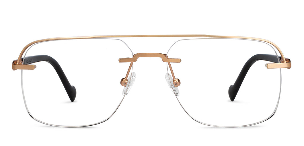 Gold Rectangle Rimless Unisex Eyeglasses by Vincent Chase-200816