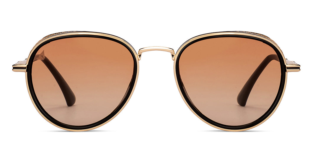 Gold Aviator Full Rim Unisex Sunglasses by Vincent Chase Polarized-200381