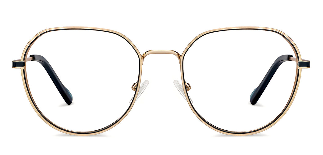 Gold Geometric Full Rim Women Eyeglasses by Vincent Chase-152844