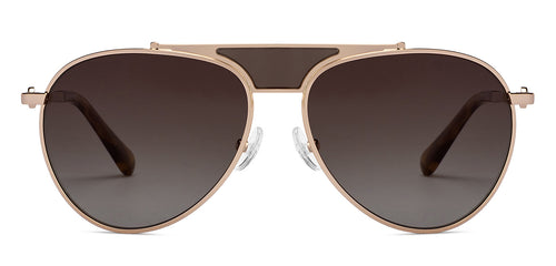 Gold Brown Aviator Full Rim Unisex Sunglasses by John Jacobs-208176