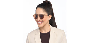 Gold Geometric Full Rim Unisex Sunglasses by Vincent Chase Polarized-207762