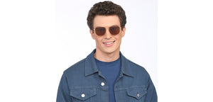 Gold Geometric Full Rim Unisex Sunglasses by Vincent Chase Polarized-207762