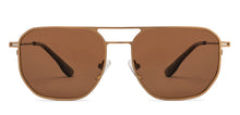 Load image into Gallery viewer, Gold Geometric Full Rim Unisex Sunglasses by Vincent Chase Polarized-207762