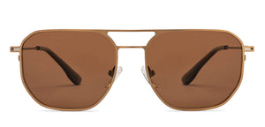 Gold Geometric Full Rim Unisex Sunglasses by Vincent Chase Polarized-207762