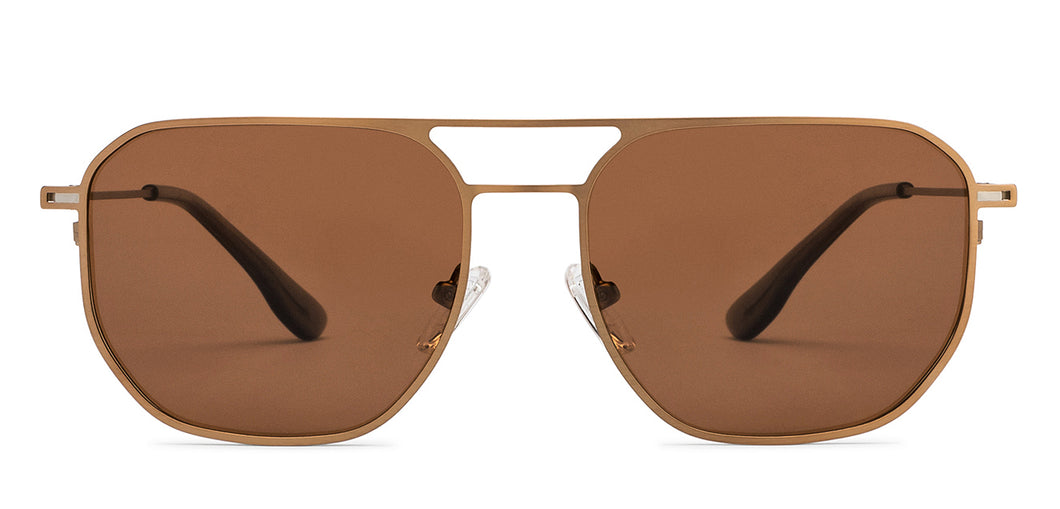 Gold Geometric Full Rim Unisex Sunglasses by Vincent Chase Polarized-207762