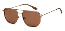 Load image into Gallery viewer, Gold Geometric Full Rim Unisex Sunglasses by Vincent Chase Polarized-207762