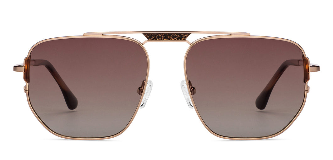 Gold Rectangle Full Rim Unisex Sunglasses by John Jacobs-150973